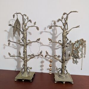 Elegant Gold Jewelry Tree Stand Set